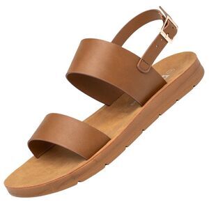 Alpine Swiss Beth Womens Flat Sandals Two Strap Buckle Slides Comfortable Summer